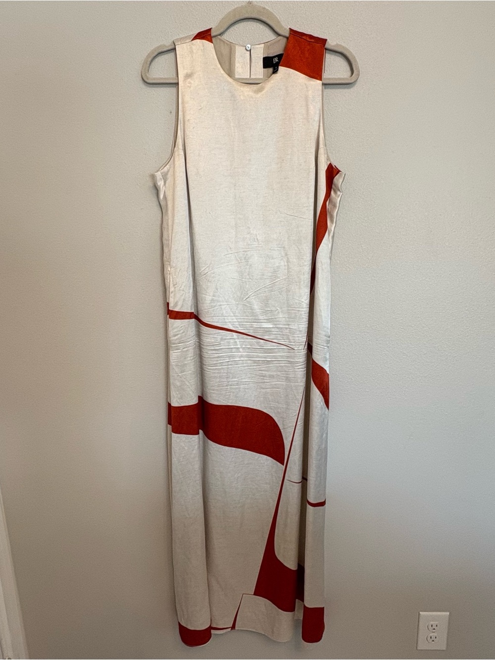 Banana Republic Abstract Print Sleeveless Midi Dress – Cream/Rust, Size S